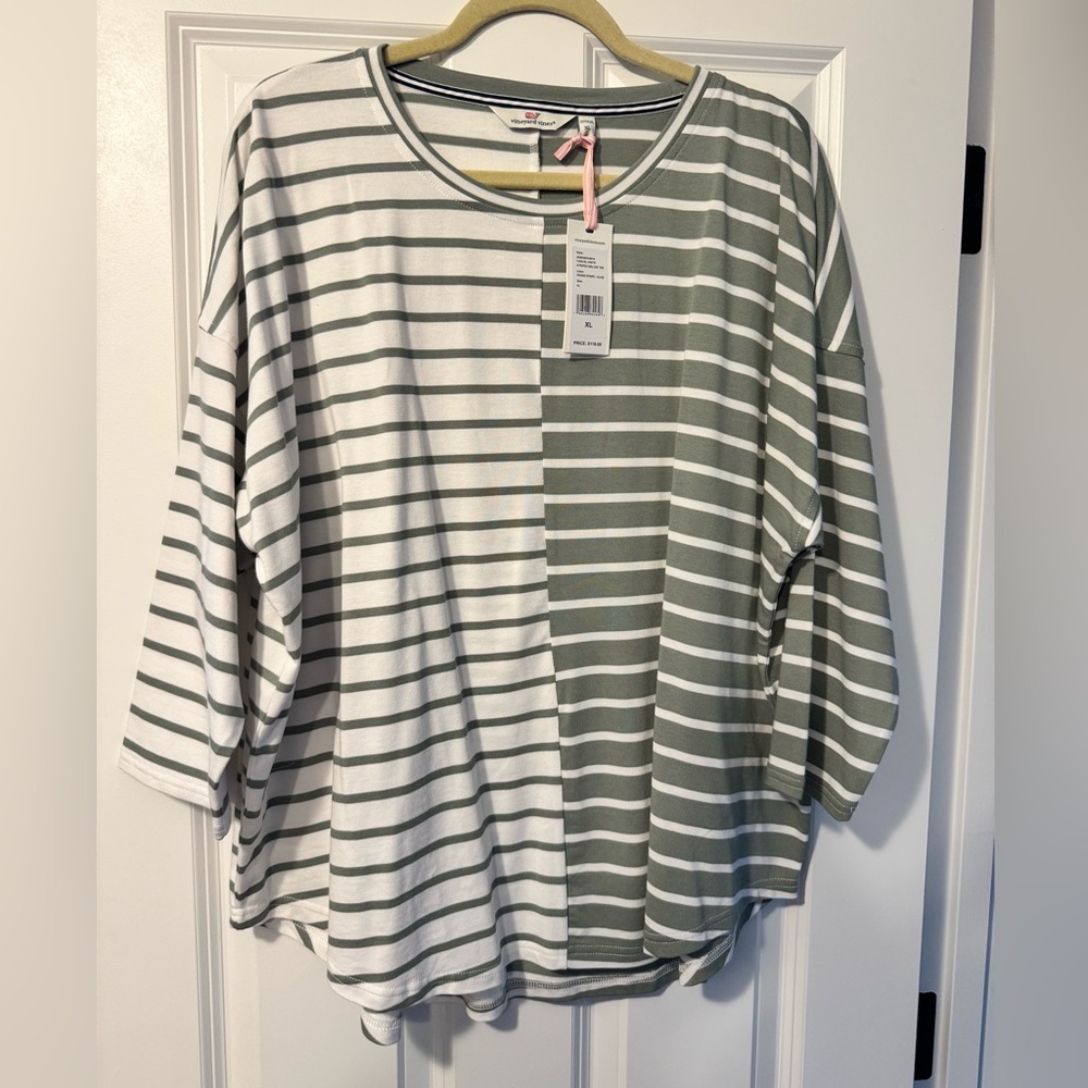 Vineyard Vines Two-Tone Striped Long Sleeve Top